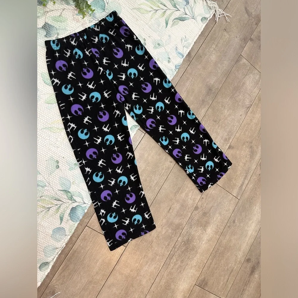 Star Wars Pajamas Pants Girls Size Medium Black Purple Star Wars Themed Bottoms